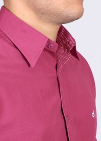 Camisa social masculina de tricoline com detalhe manga longa, pink