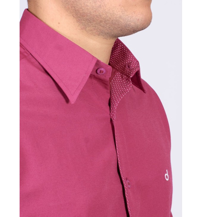 Camisa social masculina de tricoline com detalhe manga longa, pink Camisa social masculina de tricoline com detalhe manga longa, pink