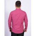 Camisa social masculina de tricoline com detalhe manga longa, pink