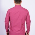 Camisa social masculina de tricoline com detalhe manga longa, pink