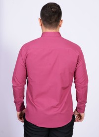 Camisa social masculina de tricoline com detalhe manga longa, pink
