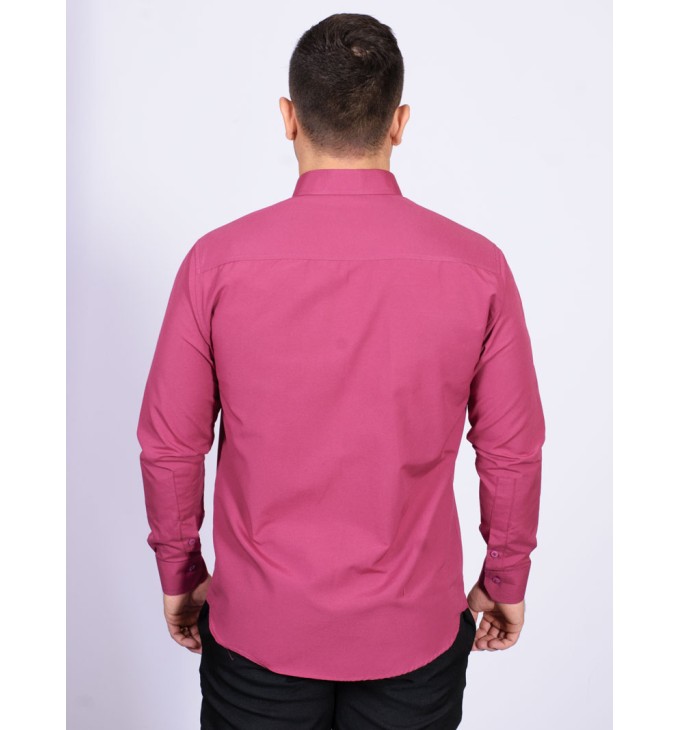 Camisa social masculina de tricoline com detalhe manga longa, pink Camisa social masculina de tricoline com detalhe manga longa, pink