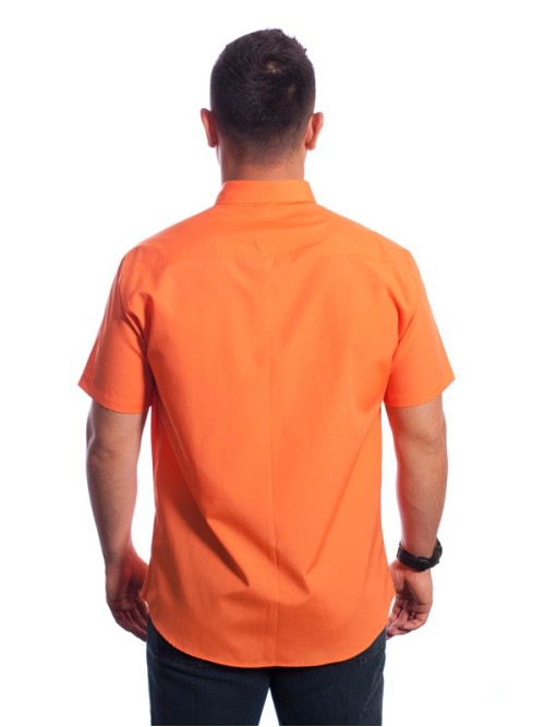 Camisa social masculina de algodão manga curta, laranja