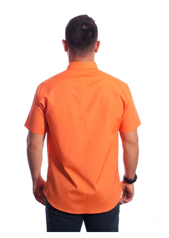 Camisa social masculina de algodão manga curta, laranja