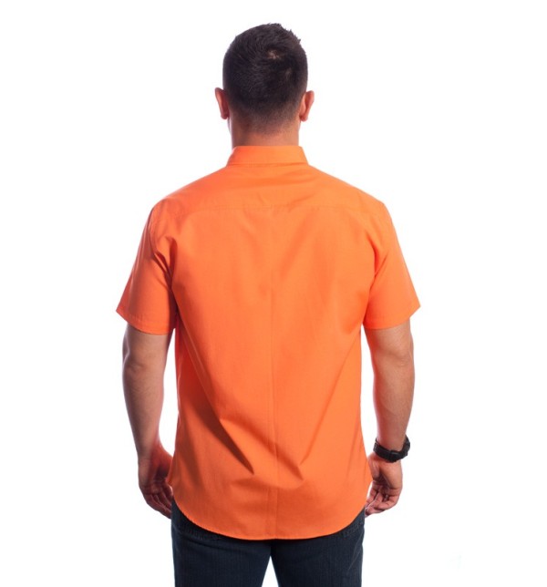 Camisa social masculina de algodão manga curta, laranja