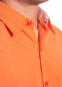Camisa social masculina de algodão manga curta, laranja