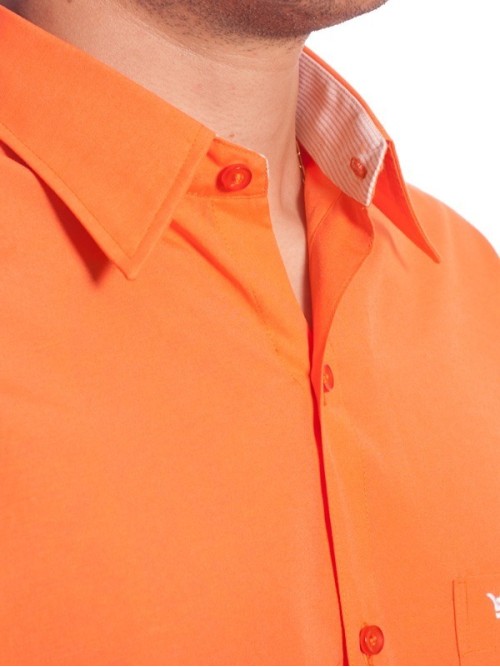 Camisa social masculina de algodão manga curta, laranja Camisa social masculina de algodão manga curta, laranja