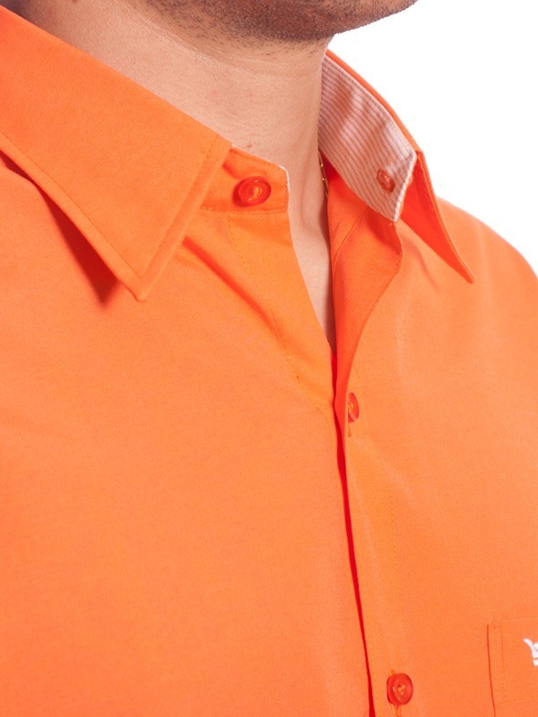 Camisa social masculina de algodão manga curta, laranja Camisa social masculina de algodão manga curta, laranja