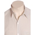 Camisa social masculina de algodão manga curta,xadrez bege