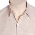 Camisa social masculina de algodão manga curta,xadrez bege