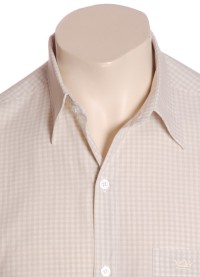 Camisa social masculina de algodão manga curta,xadrez bege