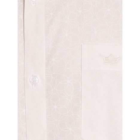 Camisa social masculina de algodão estampado manga curta, pérola