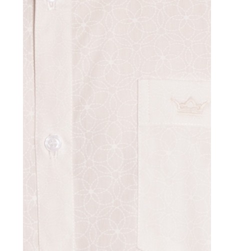 Camisa social masculina de algodão estampado manga curta, pérola