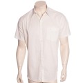 Camisa social masculina de algodão estampado manga curta, pérola
