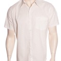 Camisa social masculina de algodão estampado manga curta, pérola