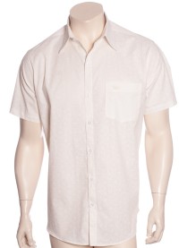 Camisa social masculina de algodão estampado manga curta, pérola