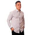 Camisa social listrada em preto manga longa masculina Camisa social listrada em preto manga longa masculina
