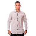 Camisa social listrada em preto manga longa masculina