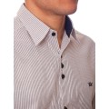 Camisa social listrada em preto manga longa masculina