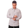 Camisa social listrada em preto manga longa masculina Camisa social listrada em preto manga longa masculina
