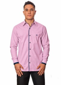 Camisa social lilás de algodão manga longa