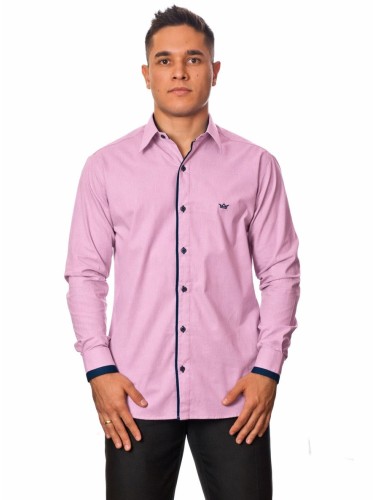 Camisa social lilás de algodão manga longa