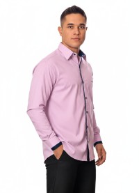 Camisa social lilás de algodão manga longa
