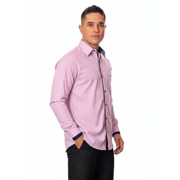 Camisa social lilás de algodão manga longa