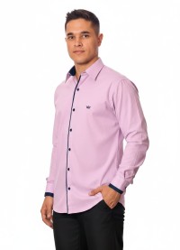 Camisa social lilás de algodão manga longa