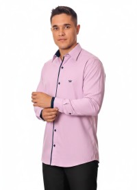 Camisa social lilás de algodão manga longa
