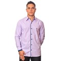 Camisa social lilás de algodão manga longa