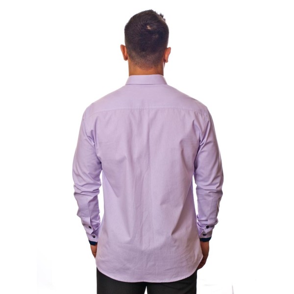 Camisa social lilás de algodão manga longa