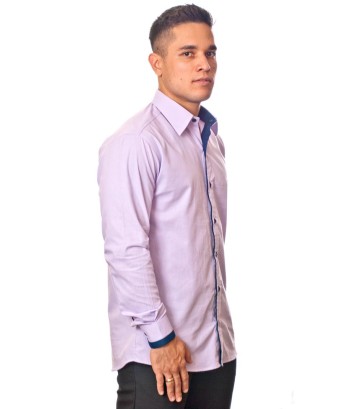 Camisa social lilás de algodão manga longa