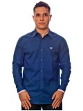 Camisa social azul marinho de algodão manga longa
