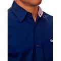 Camisa social azul marinho de algodão manga longa Camisa social azul marinho de algodão manga longa