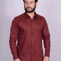 Camisa casual vinho masculina manga longa de sarja