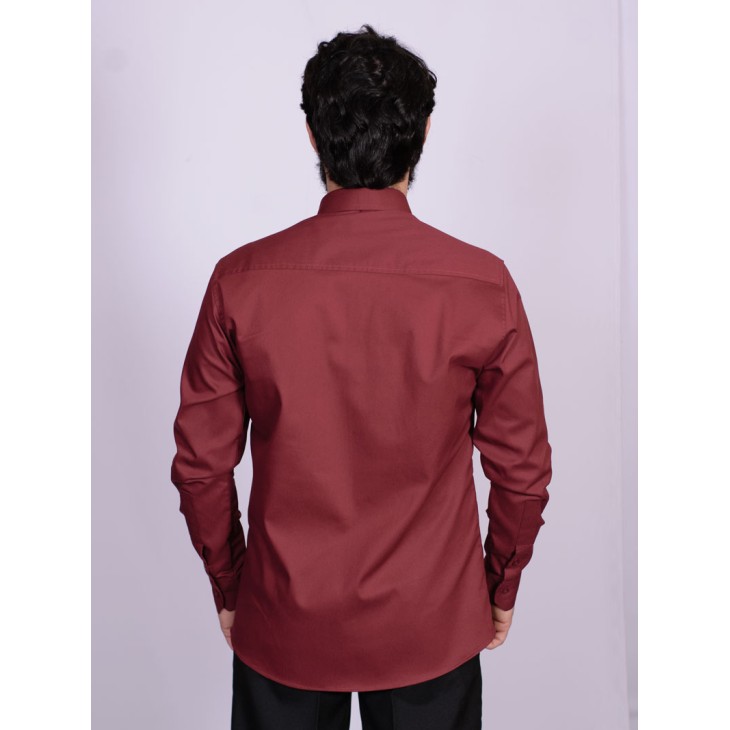 Camisa casual vinho masculina manga longa de sarja
