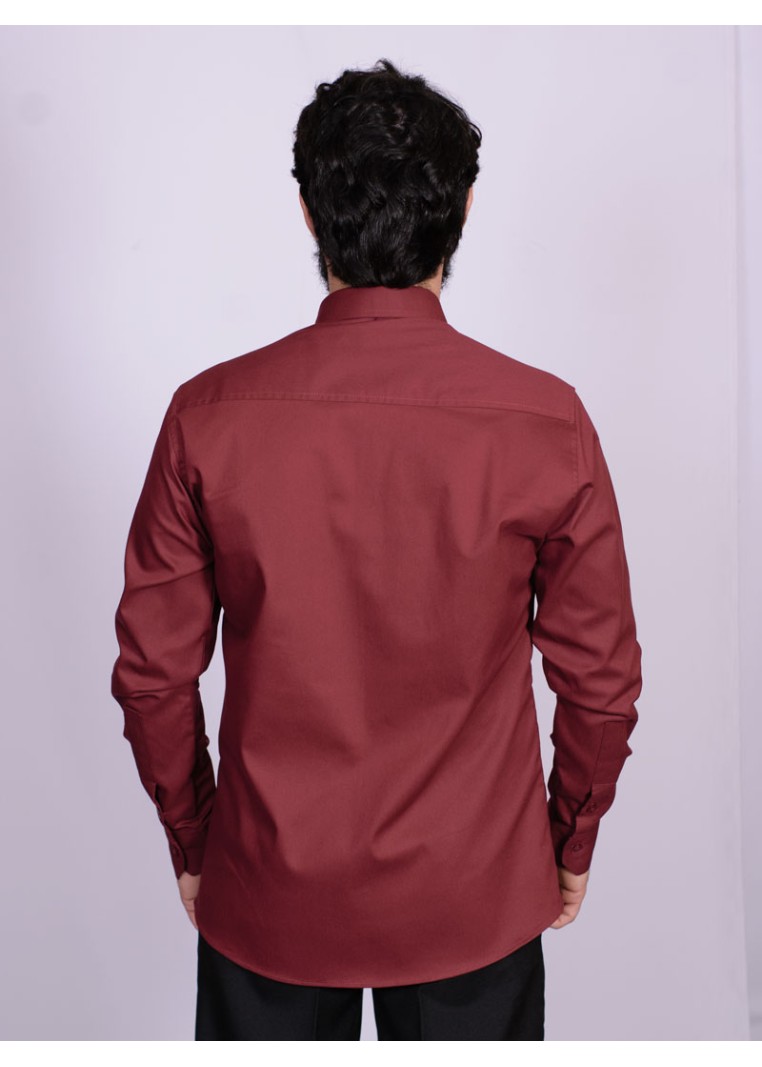 Camisa casual vinho masculina manga longa de sarja