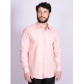 Camisa casual salmão masculina manga longa de fustão Camisa casual salmão masculina manga longa de fustão
