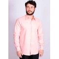 Camisa casual salmão masculina manga longa de fustão