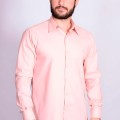Camisa casual salmão masculina manga longa de fustão