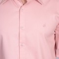 Camisa casual salmão masculina manga longa de fustão