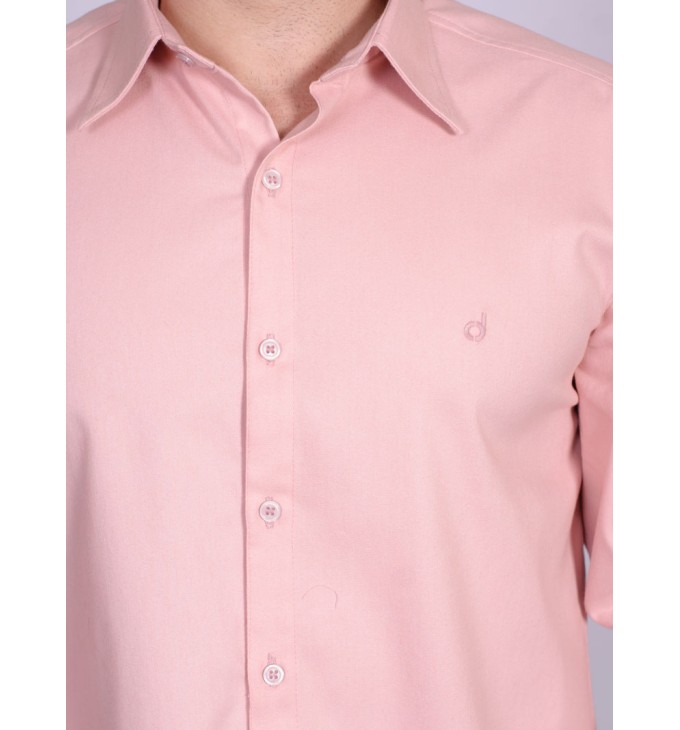 Camisa casual salmão masculina manga longa de fustão Camisa casual salmão masculina manga longa de fustão