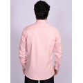 Camisa casual salmão masculina manga longa de fustão