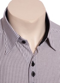 Camisa social listrada em preto manga longa masculina