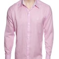 Camisa social rosa  listrada de algodão masculina
