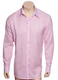 Camisa social rosa  listrada de algodão masculina