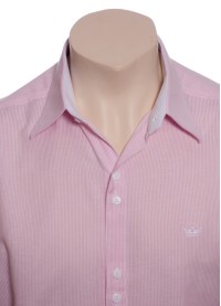 Camisa social rosa  listrada de algodão masculina