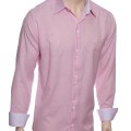 Camisa social rosa  listrada de algodão masculina