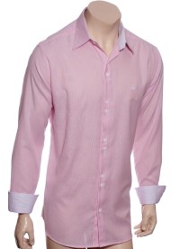 Camisa social rosa  listrada de algodão masculina